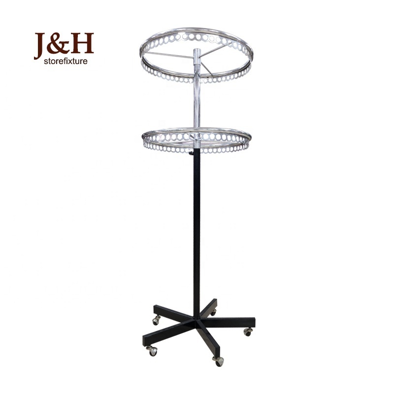 Supermarket Rotating Adjustable Height Metal Round Display Rack for Hanging Umbrella