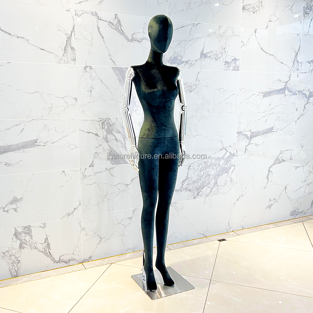 wholesale price high ending gold arms velvet mannequins full body female full body manikin adjustable women model