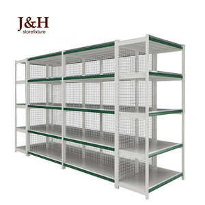 Double Sided Grocery Store Retail Display Stand Racks Gondola Shelving Island Supermarket Steel Shelf