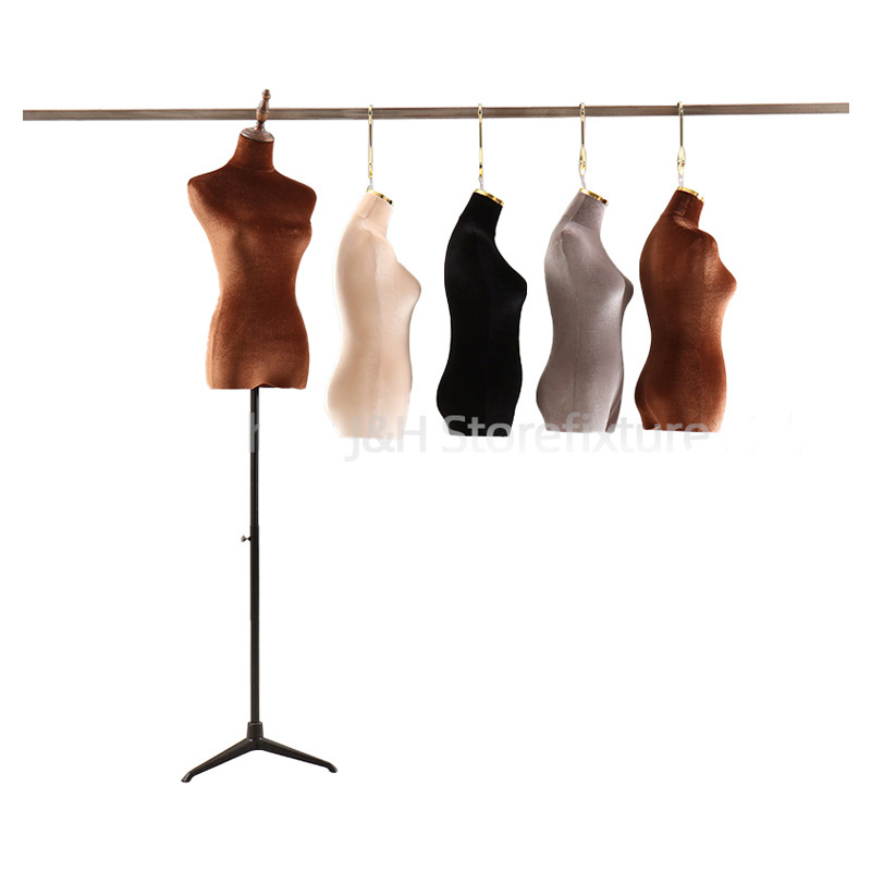 Fashion Fabric Covered Female Mannequin Torso Half Body Female Hanging Mannequin