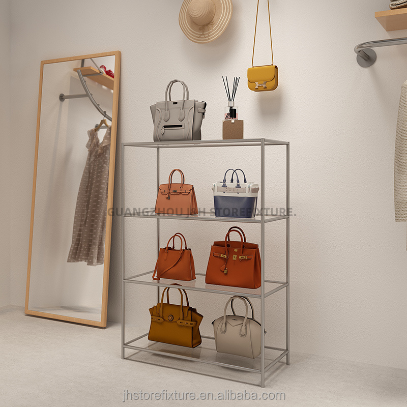 Minimum Order Quantity Shoes Handbag Display Stand Custom Layers Metal Shoes Rack Wall Mounted For Store Retail