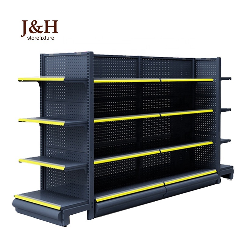 Double Sided Grocery Store Retail Display Stand Racks Gondola Shelving Island Supermarket Steel Shelf