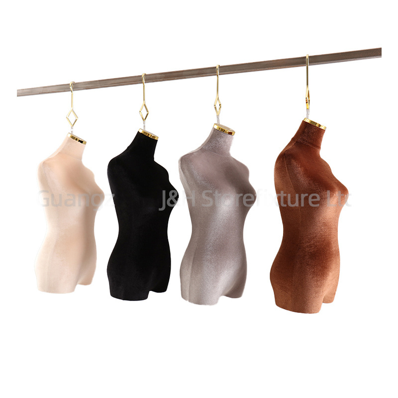 Fashion Fabric Covered Female Mannequin Torso Half Body Female Hanging Mannequin