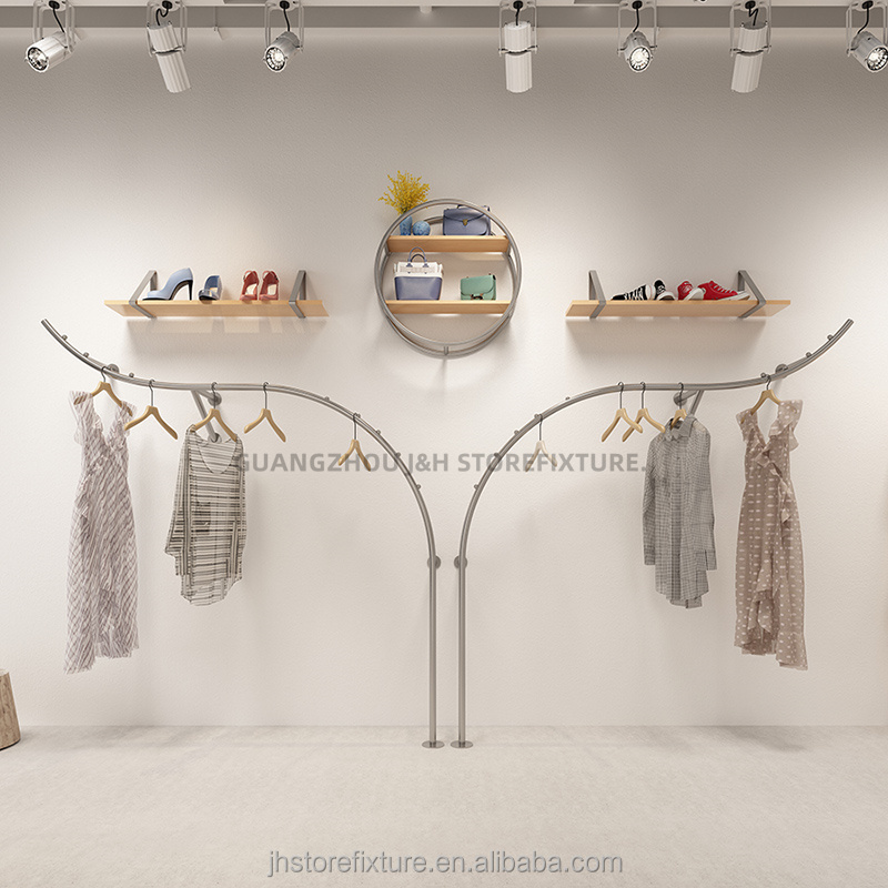 Minimum Order Quantity Shoes Handbag Display Stand Custom Layers Metal Shoes Rack Wall Mounted For Store Retail