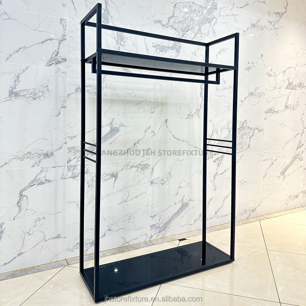 ODM OEM showroom clothing stand metal black garment display rack ODM OEM showroom window showcase clothing racks for boutique