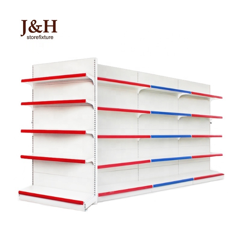 Double Sided Grocery Store Retail Display Stand Racks Gondola Shelving Island Supermarket Steel Shelf