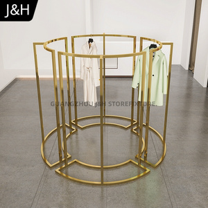 New Product stainless steel titanium gold hanging clothes shelf cloth display stands clothing display rack