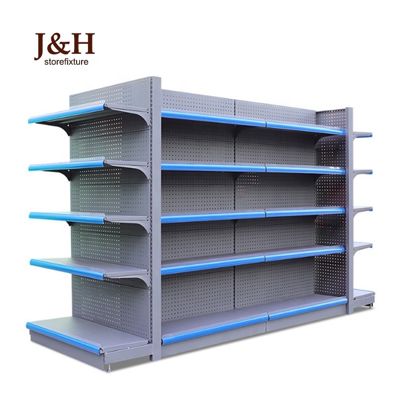 Double Sided Grocery Store Retail Display Stand Racks Gondola Shelving Island Supermarket Steel Shelf