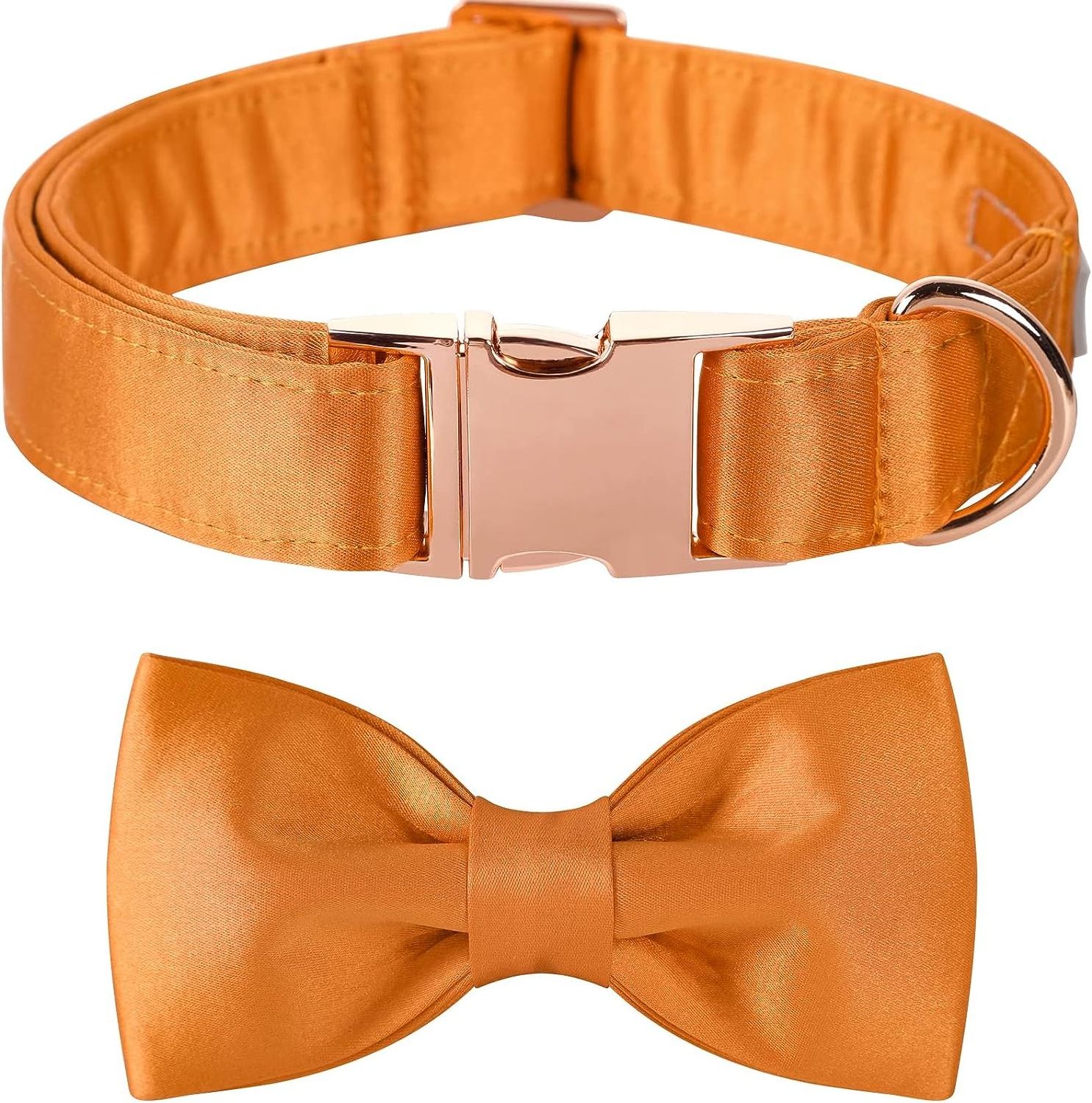 Custom Solid Color Summer Silky Dog Collar with Bowtie Smooth Cool Satin Soft and Durable Shiny Pet Collar Set