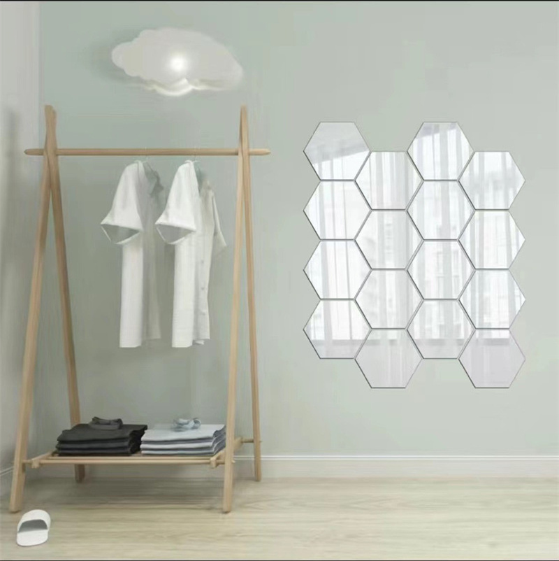 New Product Diy Home Decoration 3d Wall Stickers Hexagon Mirror