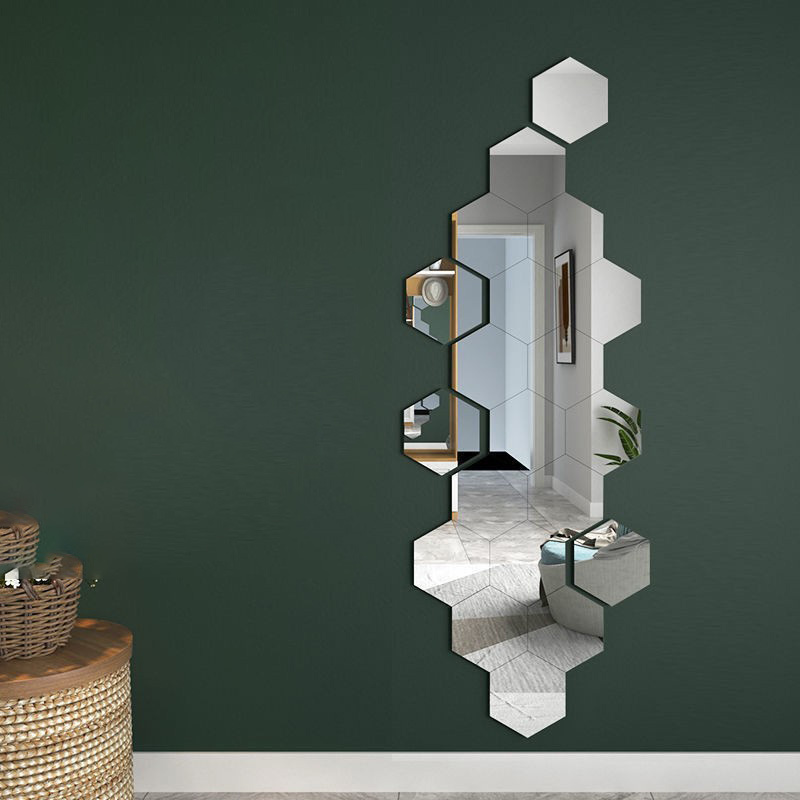 New Product Diy Home Decoration 3d Wall Stickers Hexagon Mirror