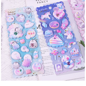 SHANLE Wholesale Cute Animal 3D Puffy Sticker Cartoon Kawaii Lovely Ghost Penguin Dog Rabbit Unicorn Thick Foam Deco Sticker