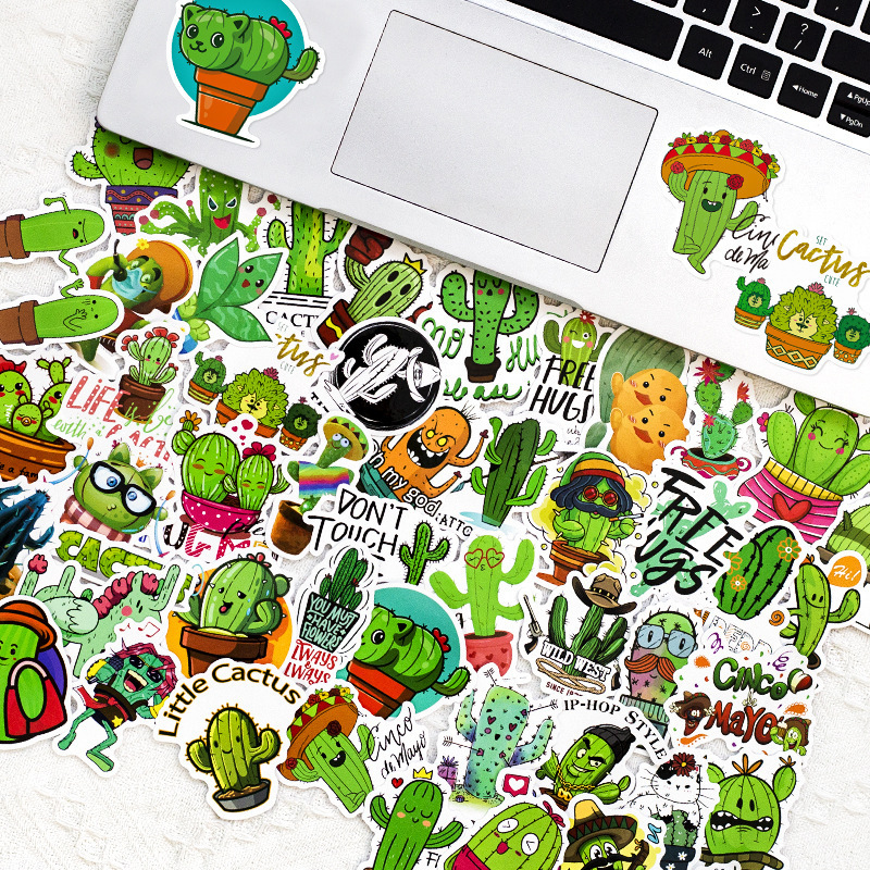 50Pcs Cute Cartoon Originality Succulent Green Plant Cactus Stickers For Scrapbooking Notebook Paper Bottle Phone Girl Stickers