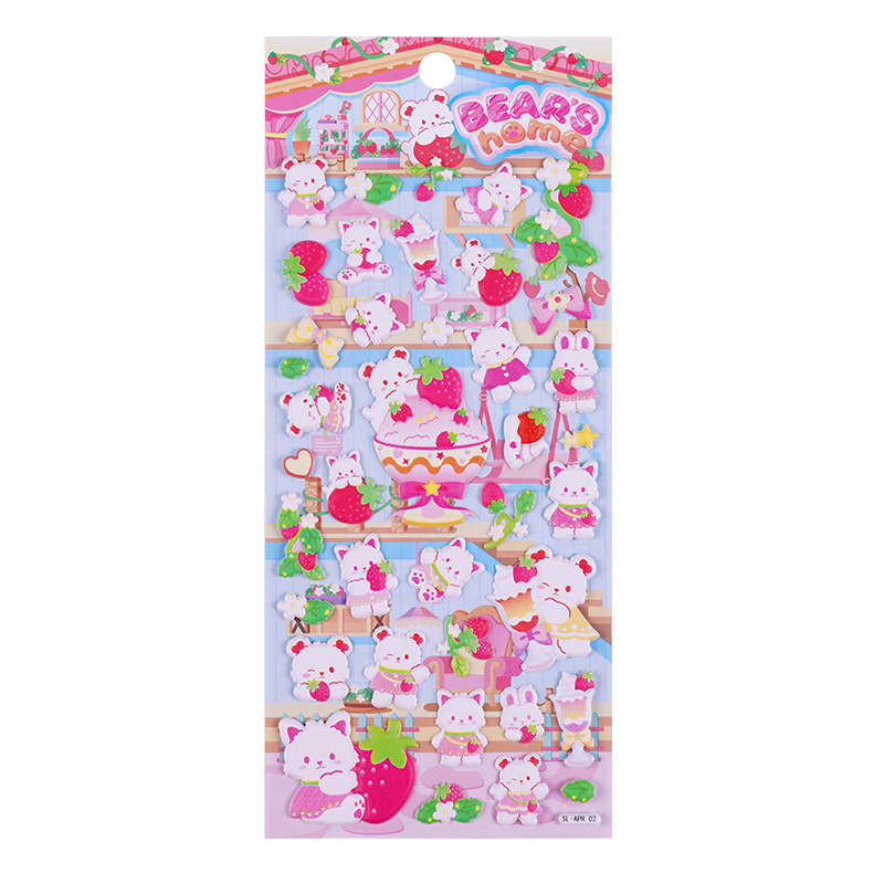 SHANLE Wholesale Cute Fairy Polar Bear Bubble Sticker Sheet Cartoon Animal Puffy Sticker Custom Kids Deco Phone Case PVC Sticker