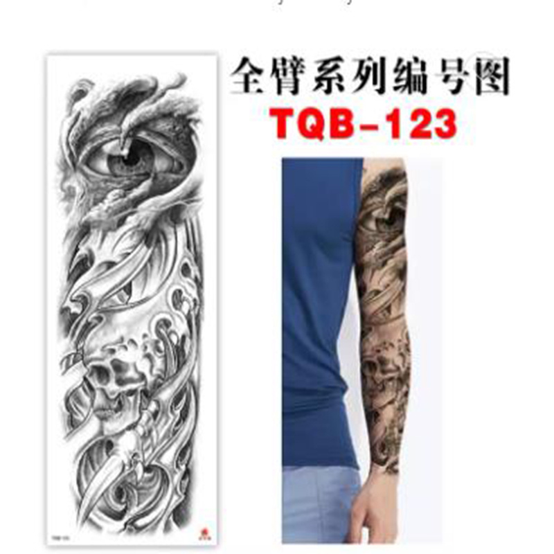 Wholesale custom full arm large skull waterproof temporary tattoo stickers for men and women half arm stickers tattoo