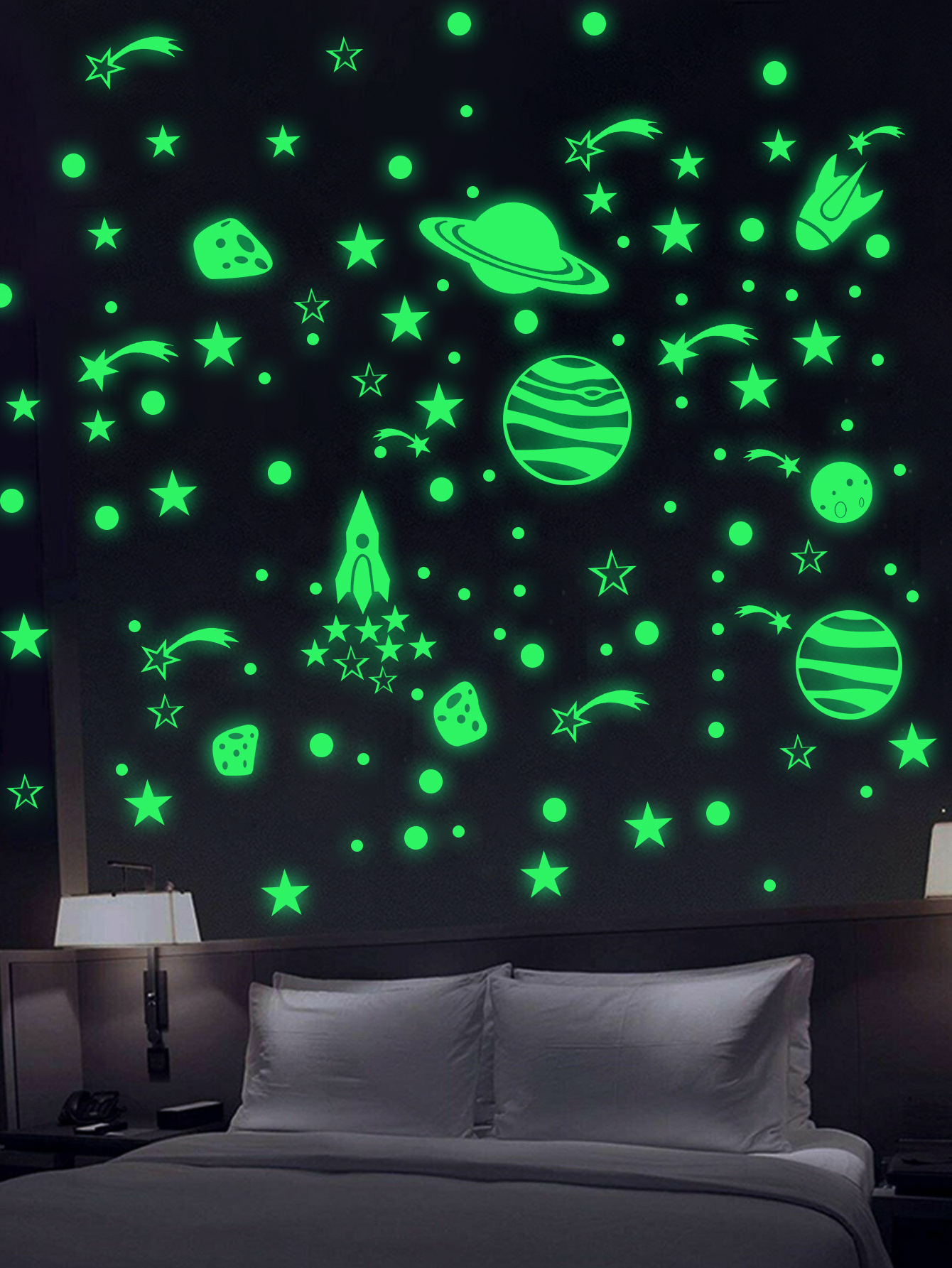 Glow in Dark Stars Ceiling Stickers Bright Star Moons Room Decor Glowing Stickers Fluorescent Luminous Wall Stickers