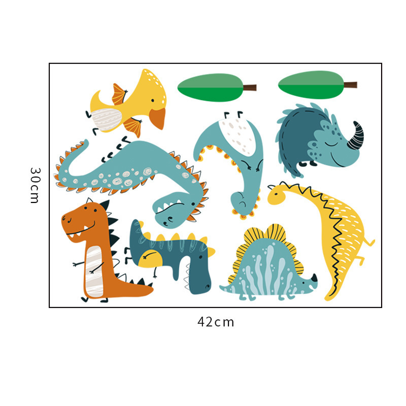 Kawaii Wall Decoration Dinosaur Bedroom Wall Stickers For Kids Room Nursery 3D Dinosaur Wall Stickers Set for Baby Decor