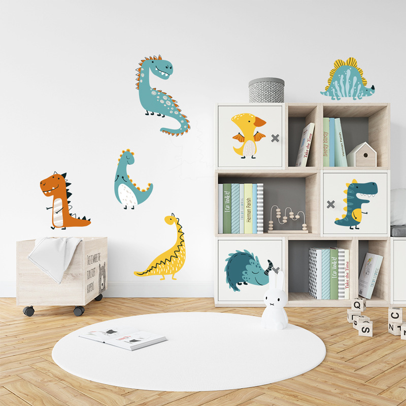 Kawaii Wall Decoration Dinosaur Bedroom Wall Stickers For Kids Room Nursery 3D Dinosaur Wall Stickers Set for Baby Decor