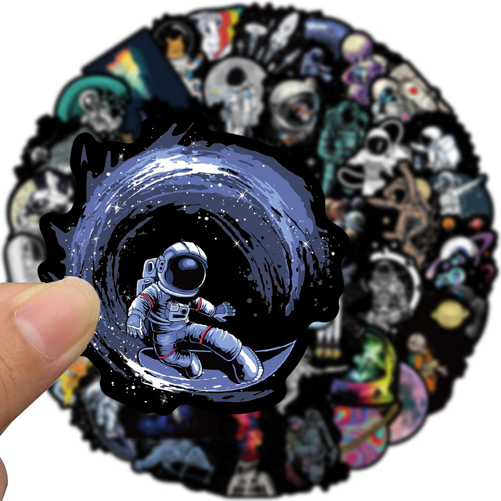 50pcs Decorative iphone Case Vinyl Astronaut Moon Space Stickers for Guitar Helmet Suitcase Luggage Waterproof PVC Sticker Decal