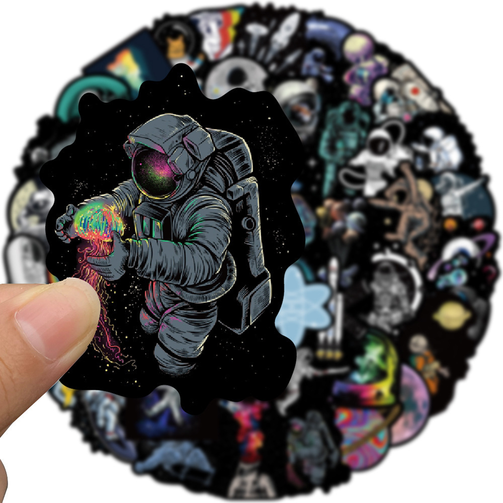 50pcs Decorative iphone Case Vinyl Astronaut Moon Space Stickers for Guitar Helmet Suitcase Luggage Waterproof PVC Sticker Decal