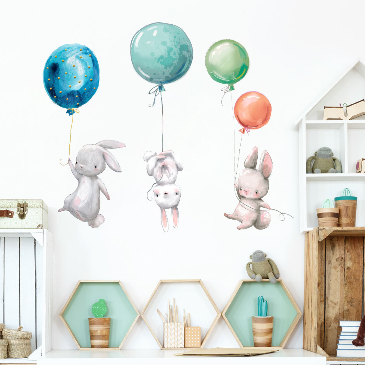 Children's bedroom cartoon balloon animal stickers Kindergarten wall decoration stickers