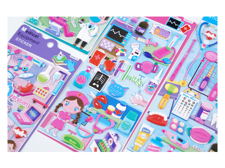 SHANLE Fun Tool Puffy Sticker for Kids Play Journal Korean Decor Memo pads Bubble Stickers Set Custom PVC EVA Stickers