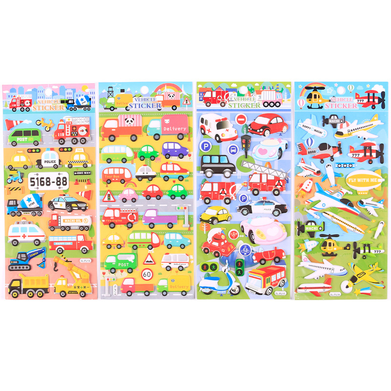 SHANLE Wholesale Cartoon Car Bubble Sticker Fun Boy Deco Stationery Puffy Sticker Set Custom Notebook Aesthetics EVA Sticker 3D