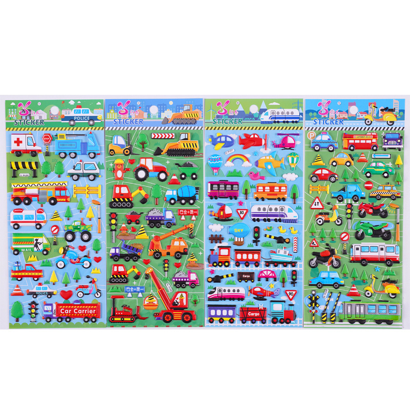 SHANLE Wholesale Cartoon Car Bubble Sticker Fun Boy Deco Stationery Puffy Sticker Set Custom Notebook Aesthetics EVA Sticker 3D