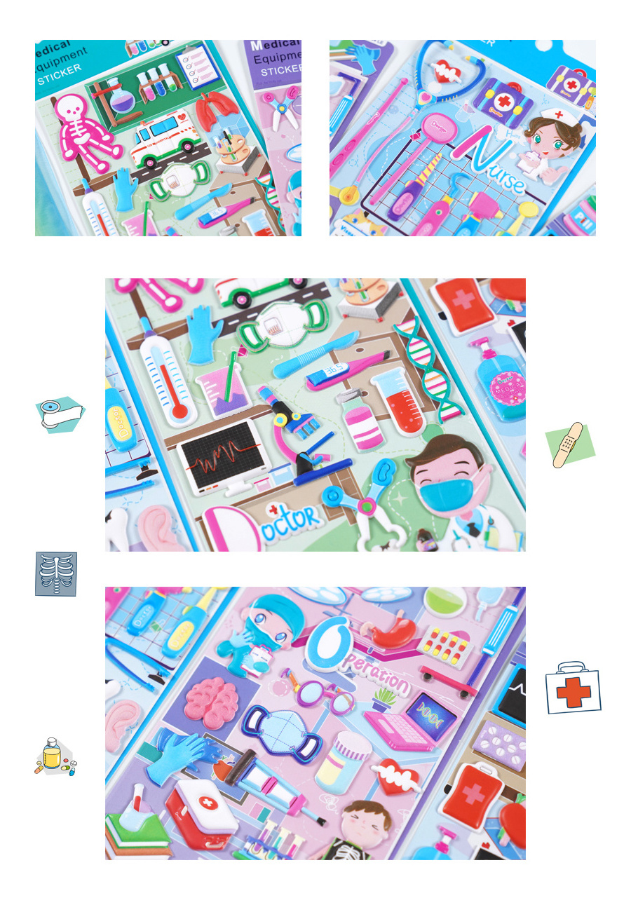 SHANLE Fun Tool Puffy Sticker for Kids Play Journal Korean Decor Memo pads Bubble Stickers Set Custom PVC EVA Stickers