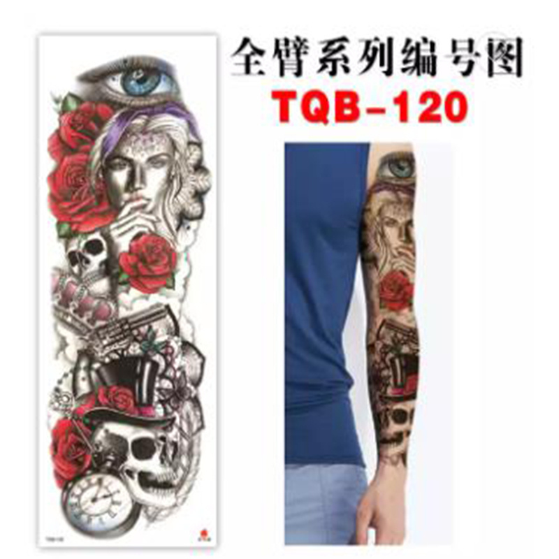 Wholesale custom full arm large skull waterproof temporary tattoo stickers for men and women half arm stickers tattoo