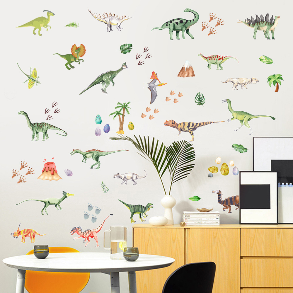 Cartoon Dinosaur Room Wall Stickers Kindergarten Creative DIY Wall Home Decoration Uv Printing Bedroom Background PVC Stickers