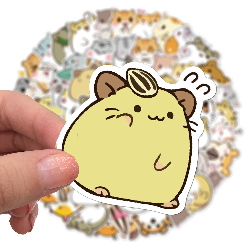 100pcs/bag Waterproof Removable PET Kawaii Hamster PVC Sticker  Cute Animal Mouse Sticker bag For Suitcase Motorcycle Note Decor