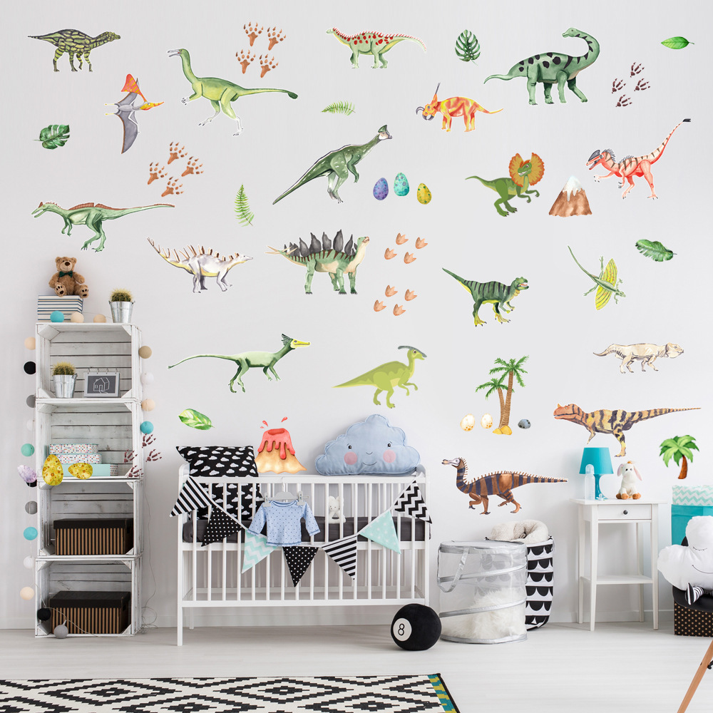 Cartoon Dinosaur Room Wall Stickers Kindergarten Creative DIY Wall Home Decoration Uv Printing Bedroom Background PVC Stickers