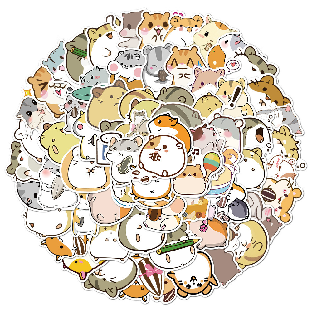 100pcs/bag Waterproof Removable PET Kawaii Hamster PVC Sticker  Cute Animal Mouse Sticker bag For Suitcase Motorcycle Note Decor