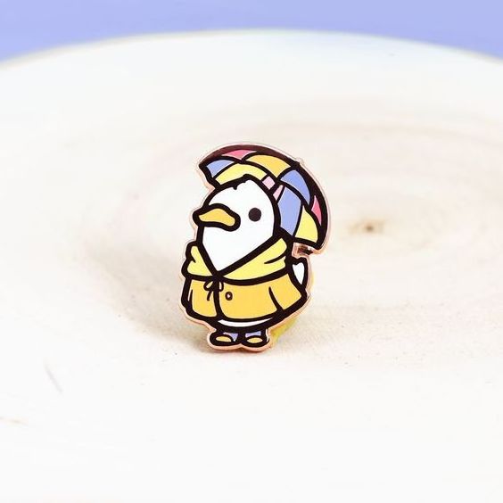 Duck with Umbrella Raincoat custom soft hard enamel lapel pins enamel golf ball markers marker badges metal crafts anime pins