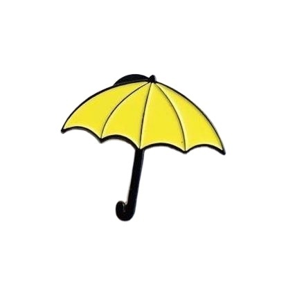 Cartoon anime cute yellow blue umbrella rain Custom made pin badges soft enamel gold metal lapel pin with backing card