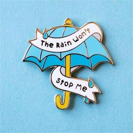 Cartoon anime cute yellow blue umbrella rain Custom made pin badges soft enamel gold metal lapel pin with backing card