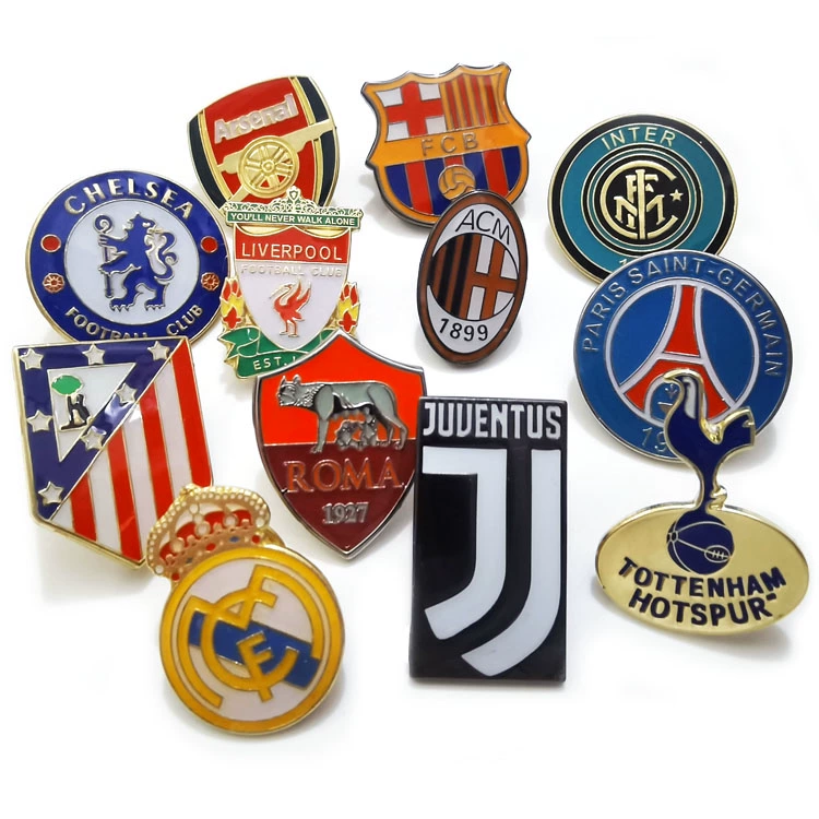 Customized Free Artwork Brazil Argentina France Spain Portugal Italy National Football Team Gold Plating Epoxy Soft Enamel Pins