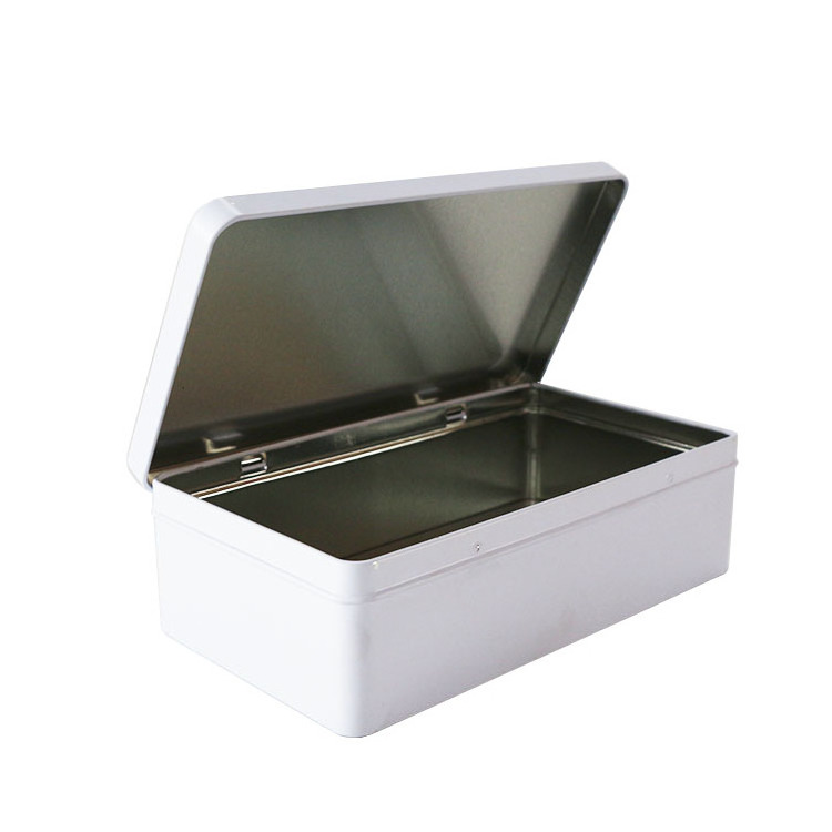 Hot selling makeup candy tools scissors cosmetic playing cards packaging rectangular dz hinged lid metal can box