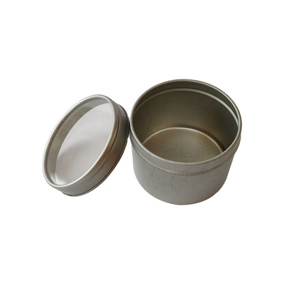 Plain silver round tin box with clear window candle round metal box small empty tin cans