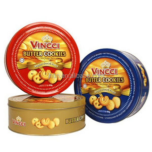 Wholesale D130xH60mm food grade round cookie tin