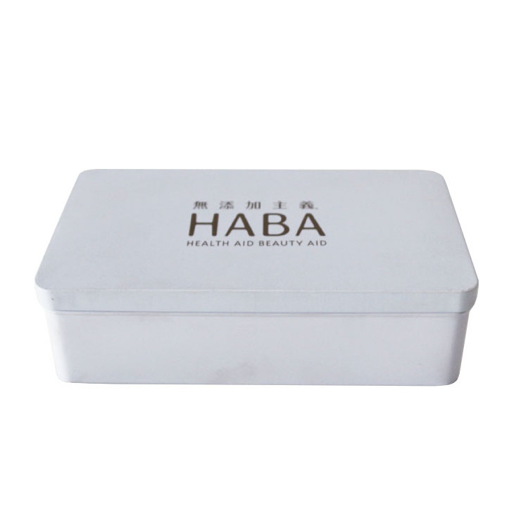 Hot selling makeup candy tools scissors cosmetic playing cards packaging rectangular dz hinged lid metal can box