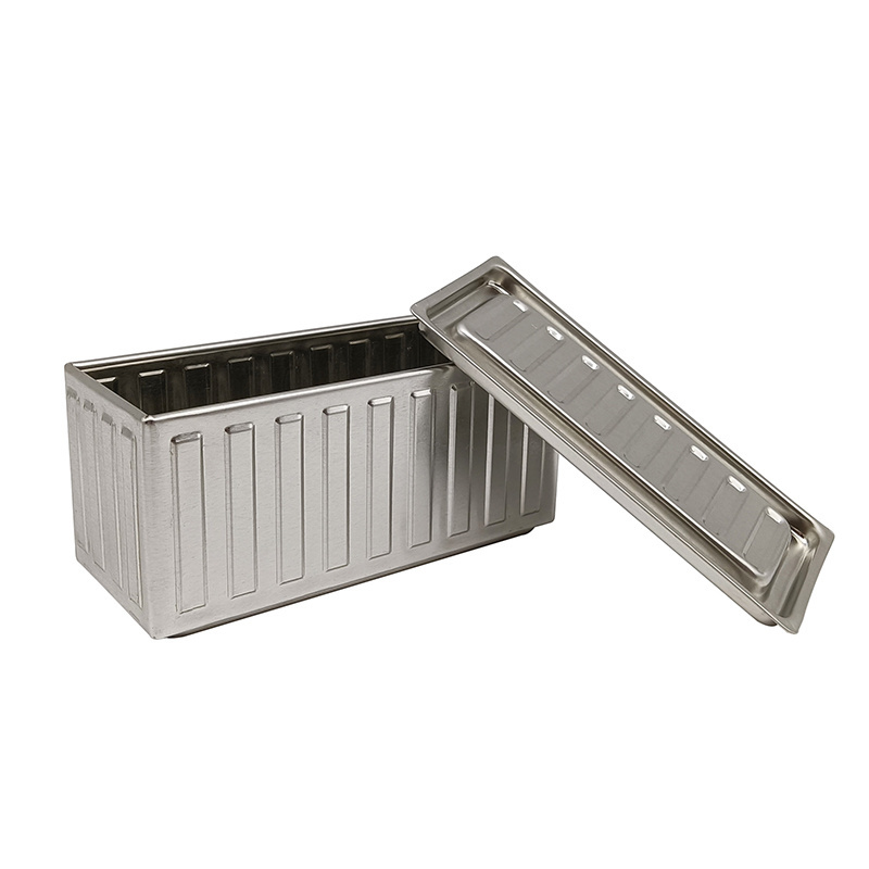 Airtight customized rectangular container shaped metal mint sugar storage tank with lid tin box