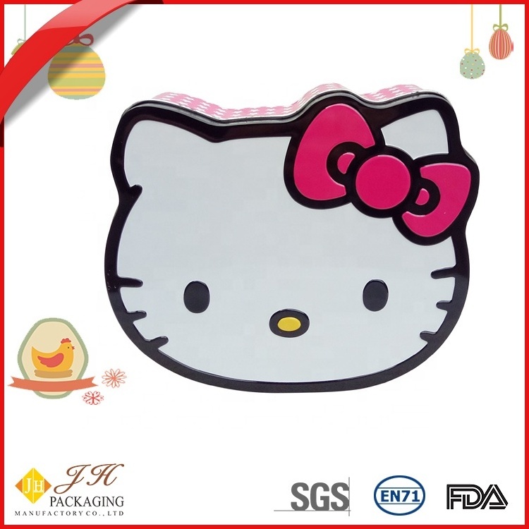 JH Lovely cat shape  kitty gift metal tin box