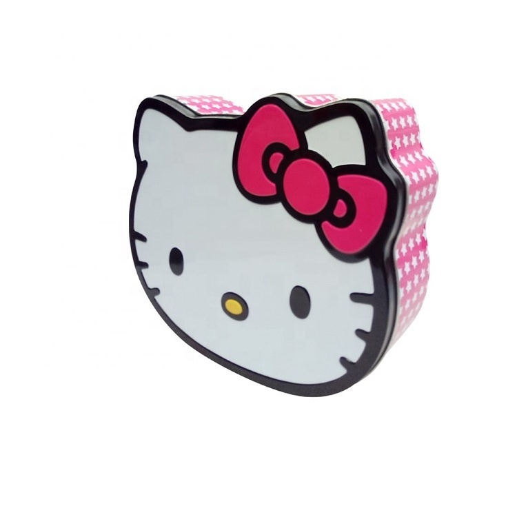 JH Lovely cat shape  kitty gift metal tin box