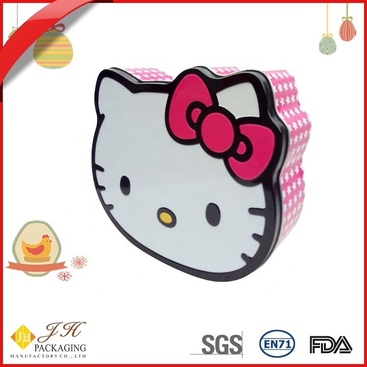 JH Lovely cat shape  kitty gift metal tin box