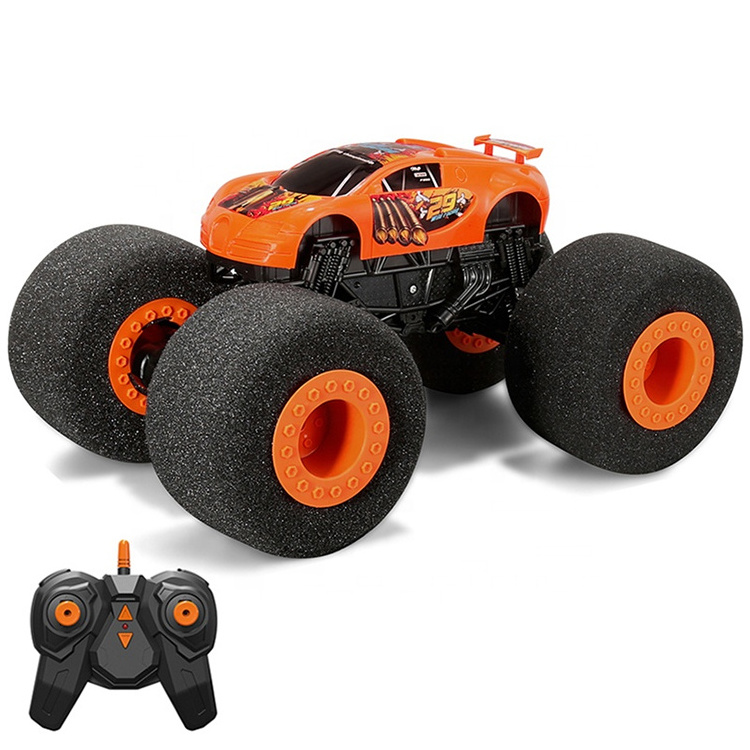 Hot selling soft sponge wheel 360 degree rc stunt car remote control rolling car rc monster truck orange color