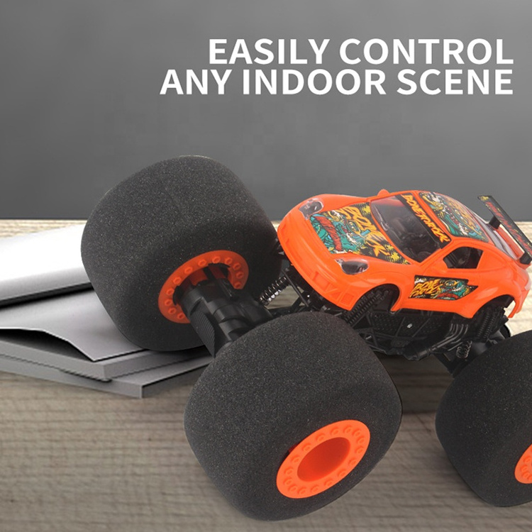 Hot selling soft sponge wheel 360 degree rc stunt car remote control rolling car rc monster truck orange color