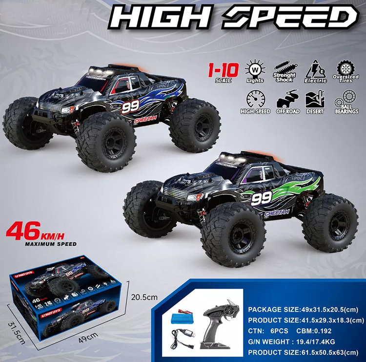 Cool Design High Speed Rock Climbing Alloy Big Wheel 1/10 Control Toys Trucks Car Hobby Grade RC Monster Truck