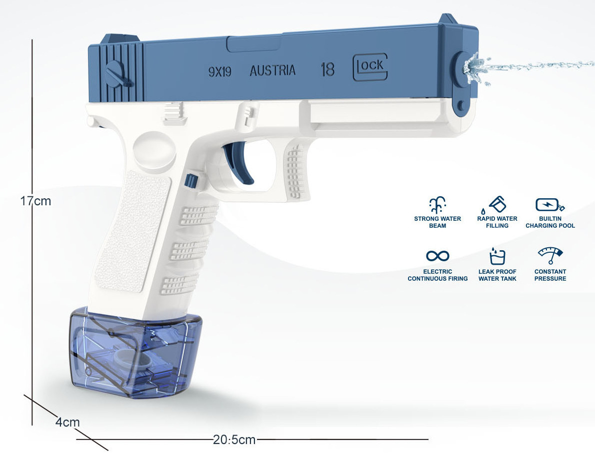 Electric Water Gun Magazine Version Automatic Squirt Glock Water Guns High Capacity Strongest Water Blaster Summer Gun Toys